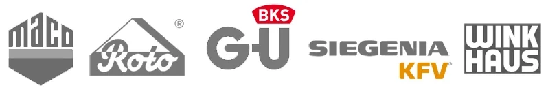 Loga kování Maco, Roto, GU, BKS, Winkhaus, Siegenia Aubi